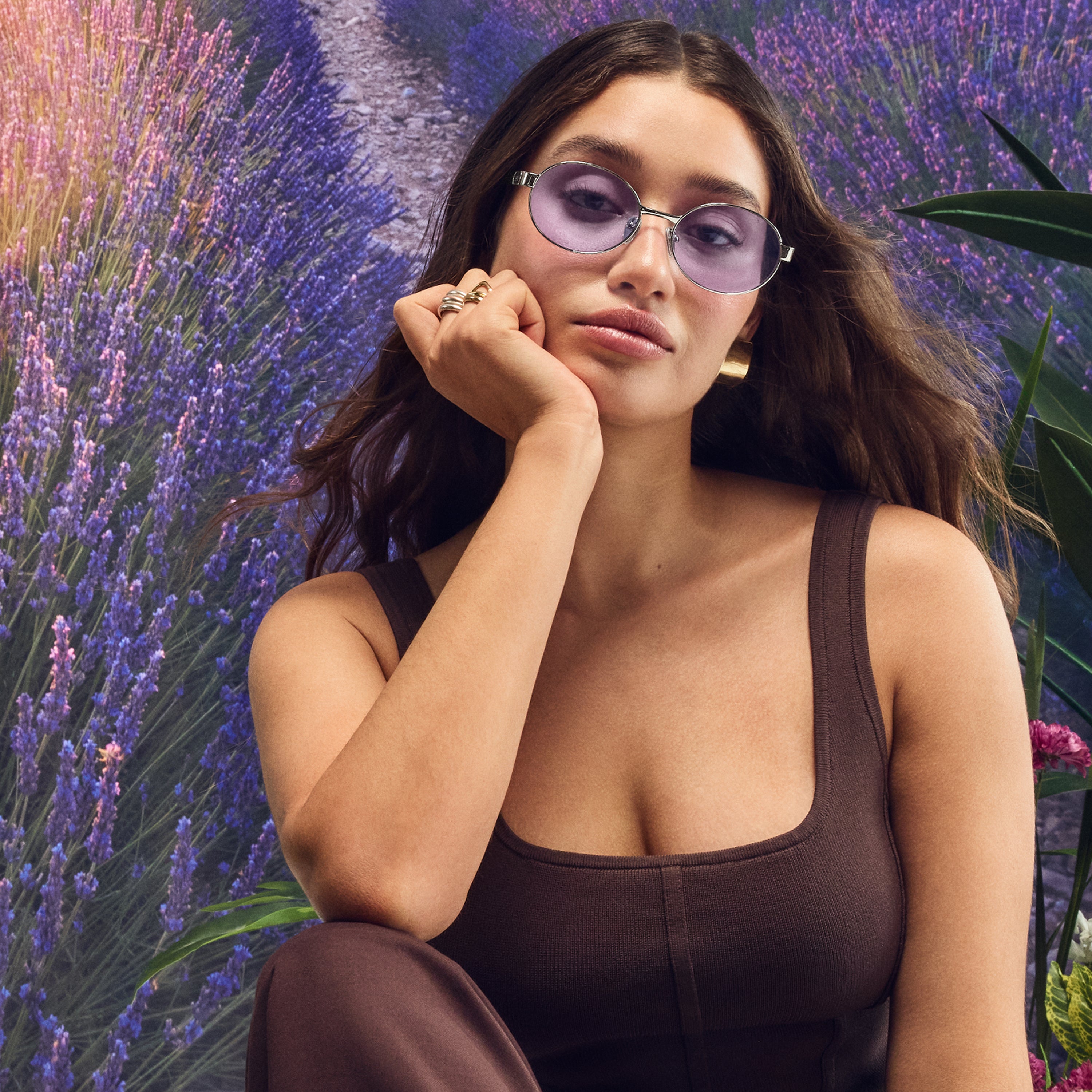 Quay Australia Lavender Purple Oval Sunglasses Quay Australia QW000240 LIL/SLV Mess Around Oval Sunglasses  main image 4