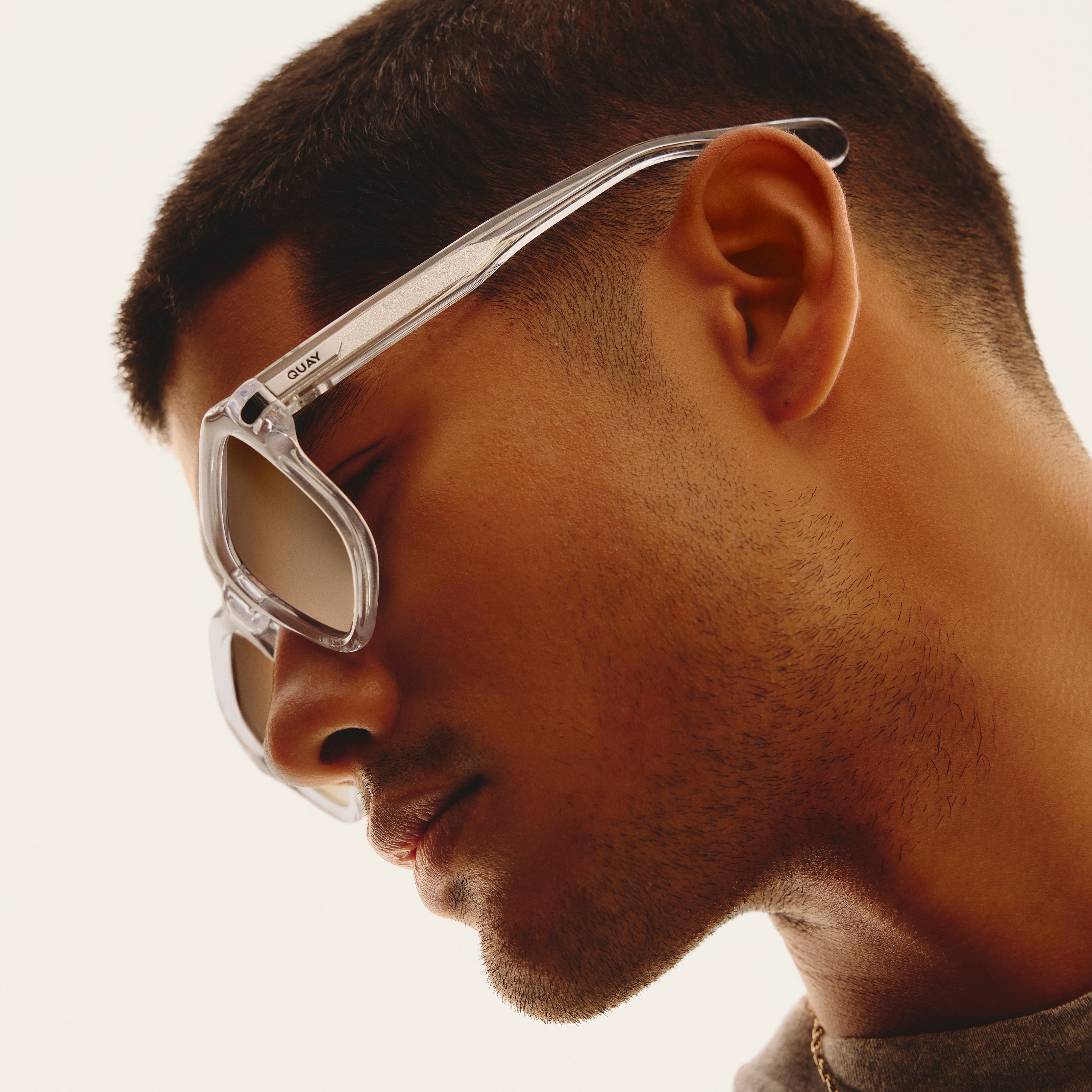 quay australia playback clear sepia brown retro modern rectangle sunglasses NEW PLAYBACK – QUAY main image 3