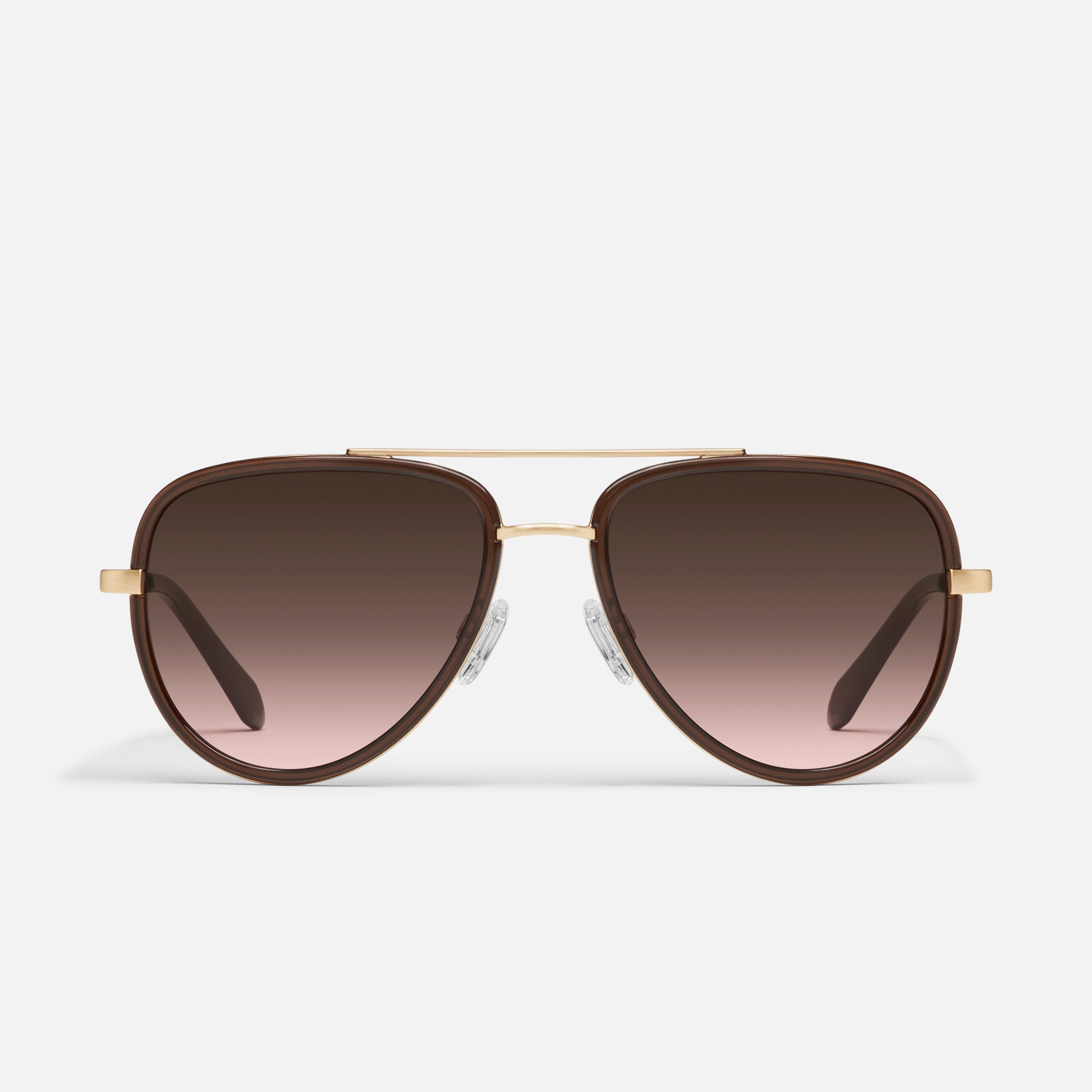Quay Australia Aviator Sunglasses with light brown frame and brown lenses Quay Australia Ever After Sunglasses Tortoise Fade Brown  main image 2