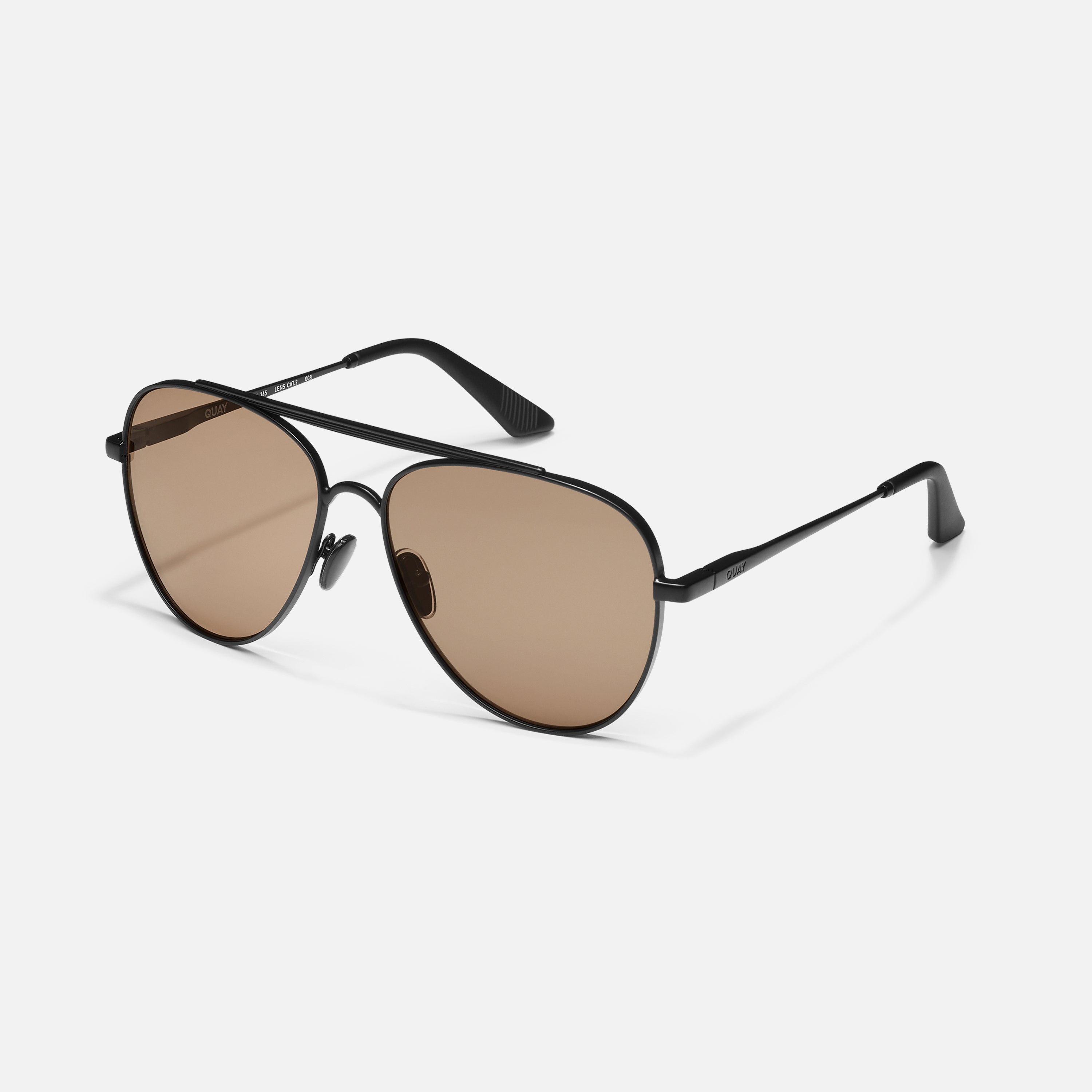 QUAY Unisex FREEFALL NO-NS-2241-Matte Black Aviator Frame/ Tan Lenses Sunglasses FREE FALL Classic Metal Aviator Sunglasses for Men – QUAY main image 3