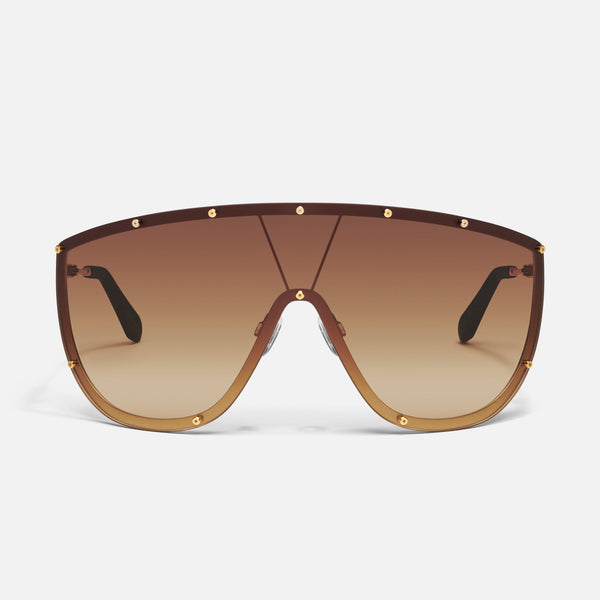Quay Australia Comparable Oversized Shield Sunglasses Tortoise Gradient Lens NWT Quay Australia Shield Sunglasses in Black with Brown  main image 4
